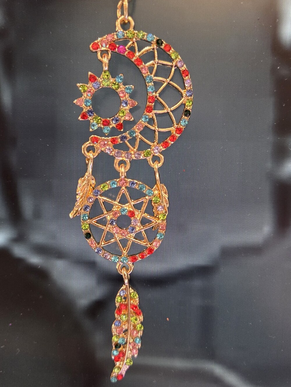 Dreamcatcher Keychain, Bag Charm with Multicolor Crystals!